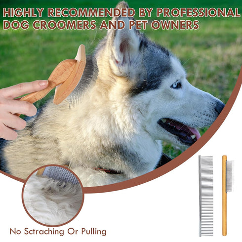 Large Dog Brush, Long Pin Slicker Brush for Medium or Long Haired Dogs, Best Grooming Tool for Small Animals, Free Pet