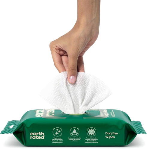 Earth Rated Pet Eye Wipes - Hypoallergenic Eye Wipes for Dogs & Cats to Remove Tear Stains, Fragrance Free, 70 Count