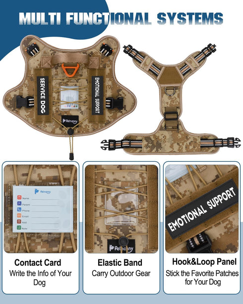 PETNANNY Tactical Dog Harness, Reflective Service Vest for Medium Large Dogs, Emotional Support with Padded Handle
