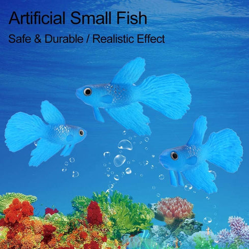 HEEPDD Fish Tank Decorations, Funny Artificial Silicone Betta Fish Tank Ornament for Freshwater Saltwater (Blue Betta