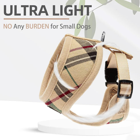 PUPTECK Soft Mesh Dog Harness and Leash Set, Comfort Padded Vest No Pull Harnesses, Beige, M
