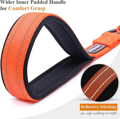 VIVAGLORY Chew Proof Dog Leash, Soft Foam Reflective Padded Handle, Waterproof Non Chewable Metal Leash