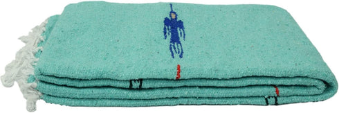 Thunderbird Heavyweight Yoga Blanket - Mint Green/Teal, XL, Hand-Made Mexican Blanket for Yoga (Acrylic Blend)