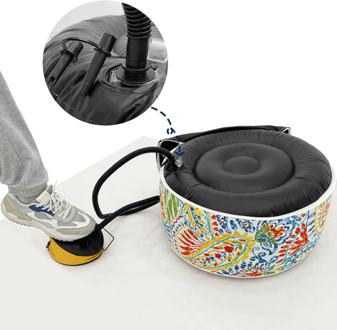 Compact Foot Pump for Inflatables - Yellow & Black, Perfect for Outdoor Use