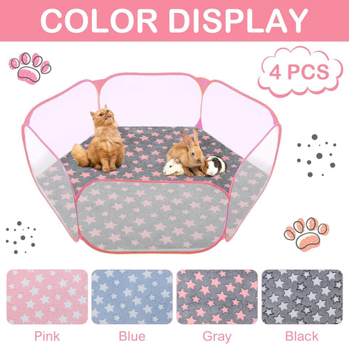 4 47 Preboun Pcs in Guinea Pig Playpen Pad Waterproof Hexagon Mat Reusable Dog Playpen Liner for Small Animal Rabbit