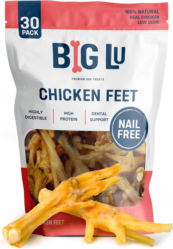 Nail-Free Chicken Feet Dog Chews, (30-Pack) | 100% Natural Single-Ingredient Treats, Rawhide-Free,