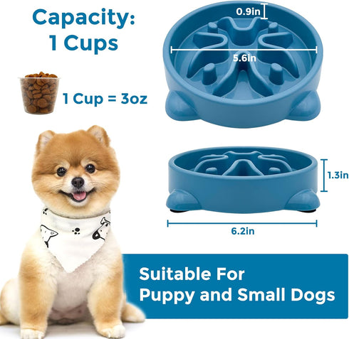 2 Pack Slow Feeder Dog Bowls Non Slip Puppy Bowl Durable Dog Puzzle Feeder Bloat Stop Dog Food Bowls for Puppy and Small Dogs, BPA Free, 1 Cup