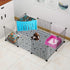 RIOUSSI Guinea Pig Hideout, Hideaway Corner Fleece Toys Cage Accessories with Reversible Sides, Geo/Gray+Blue x 1