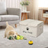 Geyecete Large Linen Fabric Storage Boxes, Foldable Bin Box Containers with Lid and Handles for Dog Apparel & Toys -