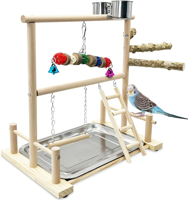 kathson Bird Playground Parrot Perch Stand Toys, Birds Wood Play Gym Activity