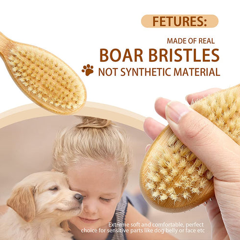 Dog Brush Cat Brush - Vokiuler Double Sided Bristle and Pin Pet Brush for Grooming Long Short Hair, 2 Pack