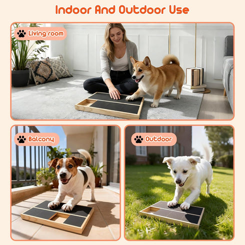 Set, Dog Nail Scratch Pad with Treat Box + Finger Dog Toothbrush & Sandpaper Solid Wood Nail Filing Board for Dogs That