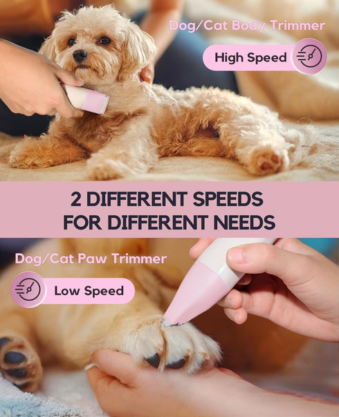 Roiffcly 4 1 Trimmer Trimming Dog Clippers Grooming Kit, in Quiet Cordless Dog Paw & Nail Grinder, Small Cat Clippers