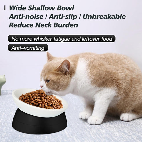 2Pcs Cat Bowls Elevated Cat Food Bowl Adjustable Cat Dish Anti-Slip and Anti-Noise Raised Cat Bowl Protecting Pet’s Spine Thickened Plastic Bowl Suitable for Indoor Cats, 17 Oz