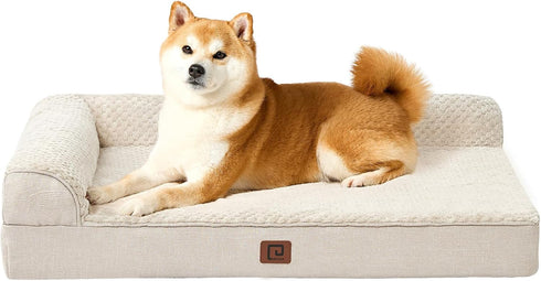 EHEYCIGA Memory Foam Orthopedic Dog Bed - Washable Bed with Waterproof Lining, Removable Cover, Nonskid Bottom, 36x27