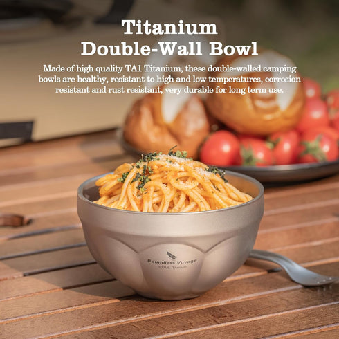 500ml Ti1171T Boundless Voyage Titanium Double Walled Camping Bowls Rice Soup Oatmeal Yogurt Serving Bowl Ultralight