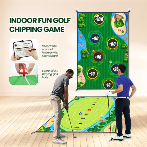 AETISY Sided,40 Set 65 Golf Chipping Game Mat Double pcs Golf Game with FT Golf Practice Mat,Outdoor Indoor Hitting