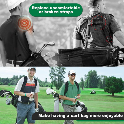 Golf Bag Strap Replacement, Comfort Double Shoulder Adjustable Strap, Padded Golf Carrying Bag Strap