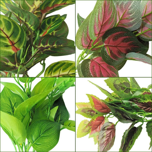 PINVNBY Reptile Terrarium Plants - Hanging Artificial Habitat Climbing Decorations with Suction Cup, 6PCS