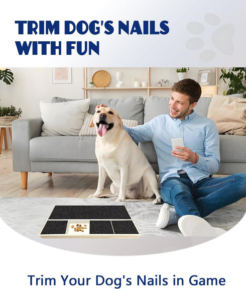 Dog Nail Scratch Pad with Treat Box & Pet Nail Clipper, Interactive Training Tool for Filing Dog Nails, Best for Small