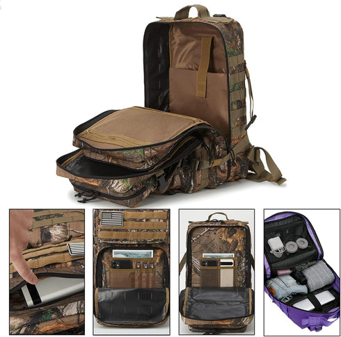 QT&QY 45L Military Tactical Backpack, Molle Army Assault Pack, 3 Day Bug Out Bag Hiking Trekking Rucksack