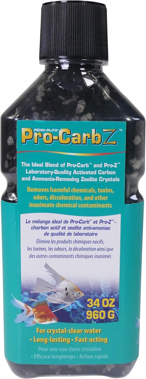 Penn-Plax Pro-Carb Z Contains Activated Carbon and Zeolite for Crystal Clear, Healthy Aquarium Water, 34 Ounce, Model:PBZC2M
