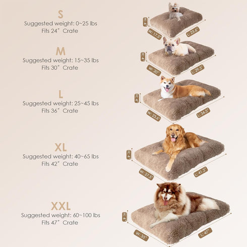 EHEYCIGA Fluffy Dog Crate Pad, Plush Faux Fur Washable Anti-Anxiety Bed for Small Dogs, Camel
