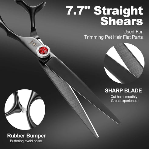 7 Inch 6-in-1 GLADOG Professional Dog Grooming Scissors Kit, Titanium Dog Scissors for Grooming, Heavy-Duty Dog Shears