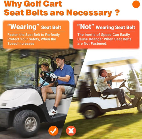 Golf Cart Seat Belts, 40" Retractable Universal Seat Belts Kit, Fits Club Car EZGO Yamaha (2 Set/4 Set)