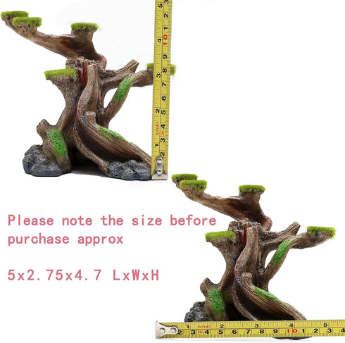 Reptile Decor Aquarium Decorations - Artificial Moss Resin Fish Tank Rocks Simulation Hollow Tree Accessories (Small)