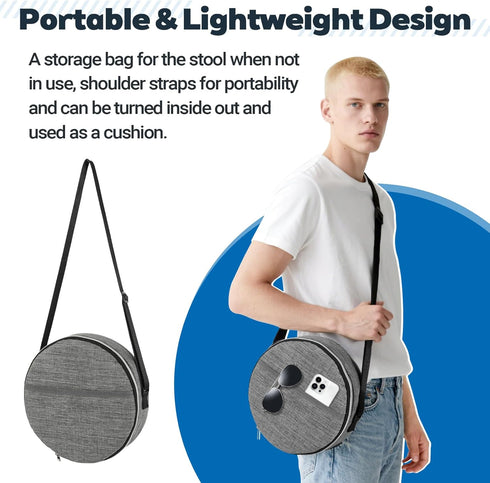 600lbs, 3-in-1 Upgraded Collapsible Stool with Load Capacity Stable Folding Stool with Triple Slide, Portable Camping