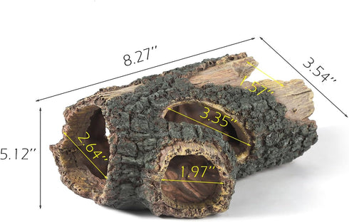 Aquarium Wood Fish Tank Decorations,Resin Fake Logs Terrarium DÉCor, Reptile Hide Aquarium Hideout for Fish Cave, Small Turtles, to 20 Gallon Tank