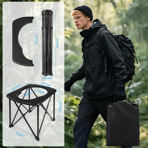 YOSN 15.6'' 2-Second Setup, 350LBS Portable Toilet for Camping, Ultralight Foldable Camping Toilet Portable Potty