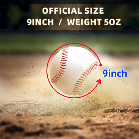Unmarked Adult Baseballs - Blank Standard Practice Size 9 Inch - Youth Tball Balls for High School League Training (2