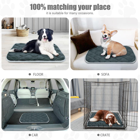 furrybaby Dog Bed Mat, Flat Crate Mat with Anti-Slip Bottom, Machine Washable Pet Kennel Pad, XL 48x30'', Grey