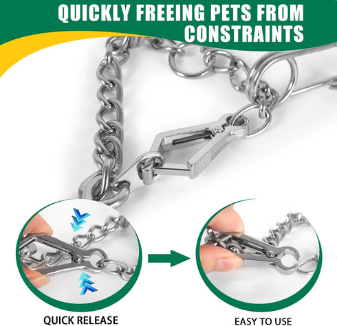 Stainless Steel Dog Training Collar with Quick Release Buckle, Adjustable Chain Collar 26in x 4.0mm (Neck up to 23in) XL