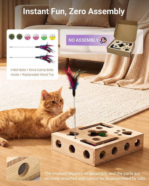 Hyfico 2026 2 Ball&4 Cat Toys for Indoor Cats - Cat Nail File Box with Interactive Cat Toys, Upgraded Cat Puzzle Feeder