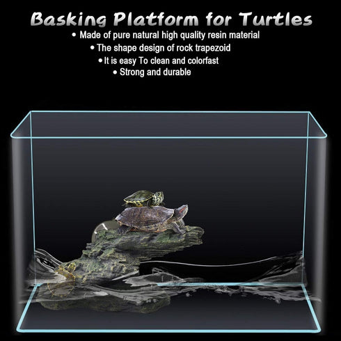 PINVNBY Basking Platform for Turtles, Resin Resting Rock with 2 Pcs Suction Cups for Frogs and Newts