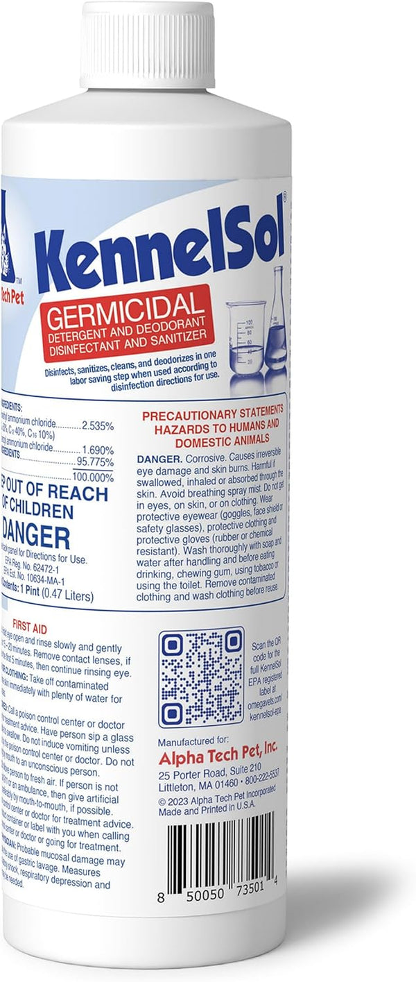 1-Step Kennel Cleaner - EPA Registered Liquid Concentrate Disinfectant and Deodorizer, 1 Pint