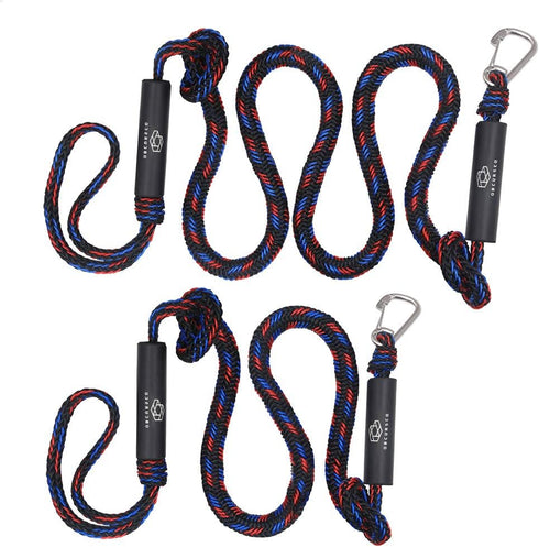 Obcursco Bungee Dock Lines for Boat, Docking Rope with Stainless Steel Clips, Sets of Two (4ft & 6ft)