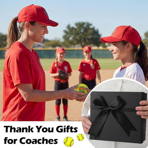 4 Set 9 Inch Eurzom Pcs Best Softball Coach Gift Include Printed Leather Softball Greeting Card and Gift Box Thank You