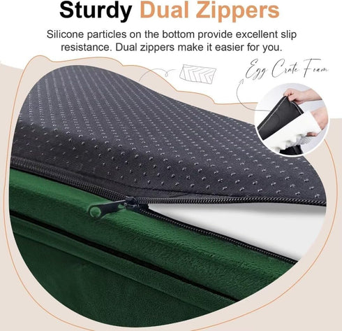 Large Orthopedic Dog Bed, Washable Bolster, XL Bed for Medium Large Dogs, Waterproof with Removable Cover, Emerald