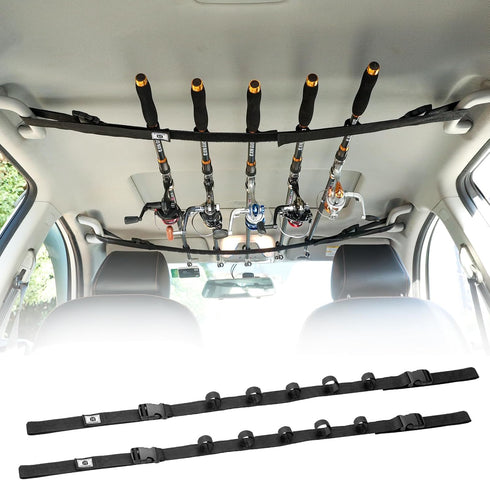 Vehicle Fishing Rod Holder, Heavy Duty Adjustable 5 Rod Capacity Storage Straps for Truck Car SUV Wagons Van