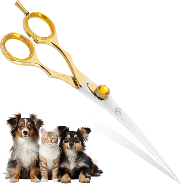 ZAPRIO 7.5 Inch Curved Grooming Scissors for Dogs and Cats Professional Pet Grooming