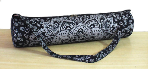 ICC Black Gold Mandala Full-Zip Yoga Mat Carry Bag for Gym, Beach, Pilates, Hippie Cotton Bag
