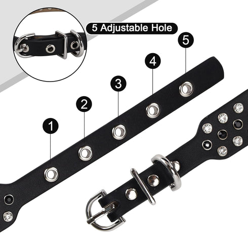 Rhinestone Dog Collar with Bling Diamond, Adjustable Sparkly Crystal Studded Microfiber Leather for Dogs