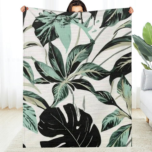 PALNKART Cozy 40x50in Leaves Warm Decorative Blanket for Sofa Bed Travel Camping Chair, Soft and Durable Flannel