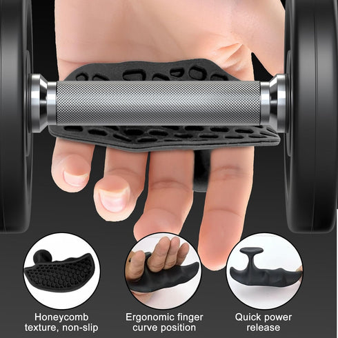 HTYCLINE Fingerless Gym Gloves for Men & Women - Rubber Anti-Slip Workout Gloves with Sweat Absorption, Durable Palm