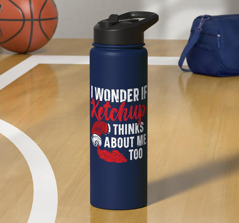 Condiment Ketchup Lover SteMi Apparel I Wonder If Ketchup Thinks About Me Too Condiments Stainless Steel Insulated