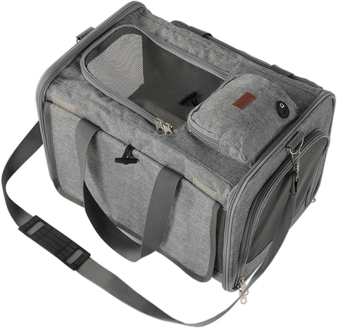 HSC PET Grey Cat Carriers Soft Small Dogs Carrier Airline Approved,Soft-Sided Pets